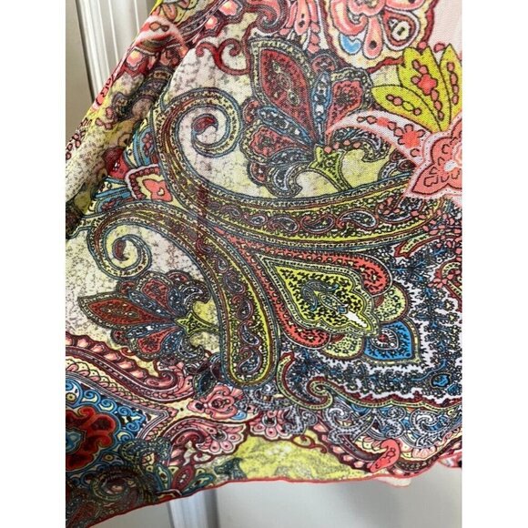 Molly Max Top Women L Pink Open Front Cardigan Sleeveless Floral Tropical Hi Lo - Picture 9 of 12